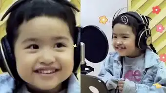 包贝尔女儿饺子录歌,小表情不断紧张到搓手手,小小年纪星范十足