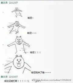 求4个连续的较贱qq表情,内容是4个人身熊头的人划来划去在吗在吗在吗我来了