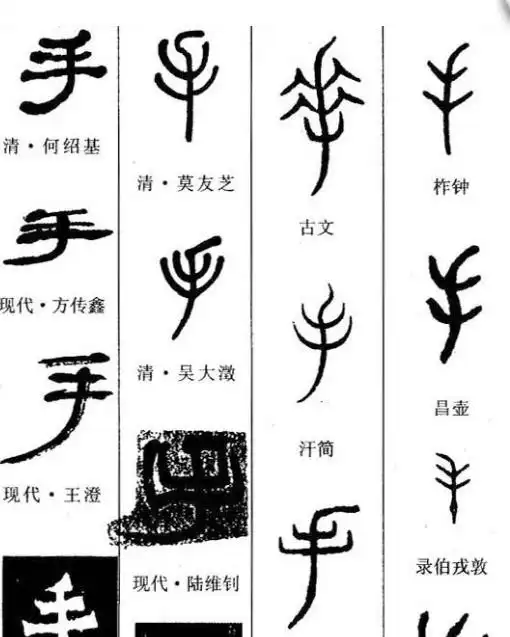 手的甲骨文应该要怎么写
