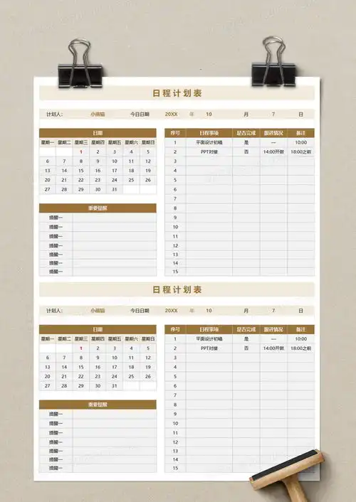 实用日程计划表execlexcel模板下载熊猫办公