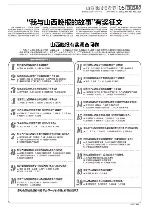 快快快填调查问卷,就有机会得千元大奖山西晚报读者节来了