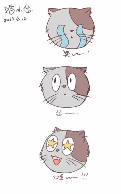 原创手绘猫咪表情包喵小怂随笔