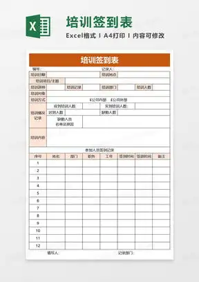 培训签到表excel表格模板下载熊猫办公