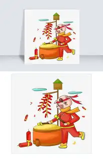 猪年敲锣打鼓手绘插画素材图片素材其他格式下载动漫人物大全