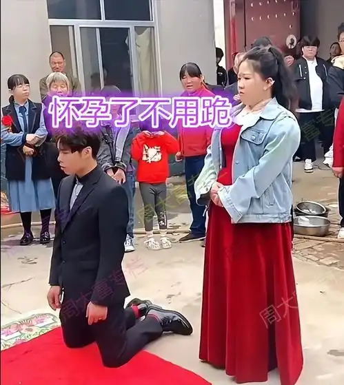贵州新娘拜堂不下跪,表情很不情愿,看到小腹隆起秒懂怀孕了
