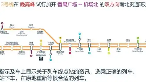 广州地铁三号线6b编组列车执勤南北贯通车出站