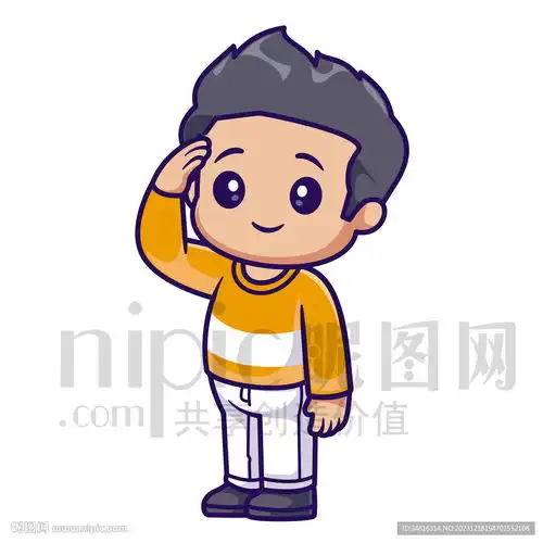 可爱卡通小男孩敬礼设计图卡通设计