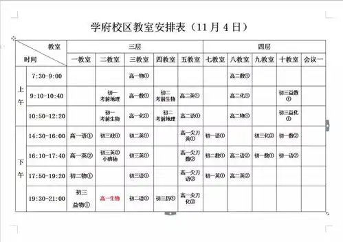本周教室安排表