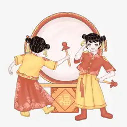 手绘敲锣打鼓迎新春图片素材其他格式下载动漫人物大全
