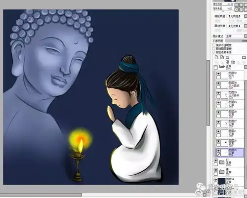 转发菩萨图能为妈妈祈福我们找到了该图原创者