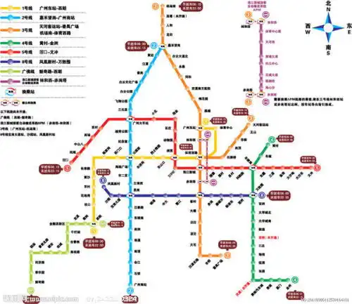 求广州地铁线路图矢量图,