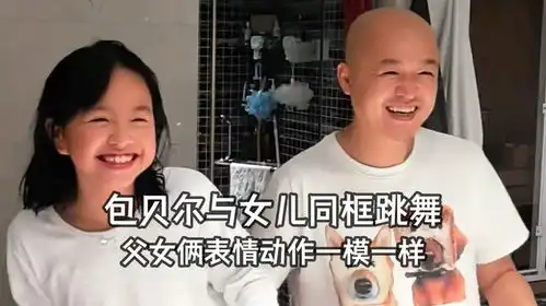 包贝尔和女儿跳舞,父女俩动作表情神同步,长相如复制粘贴